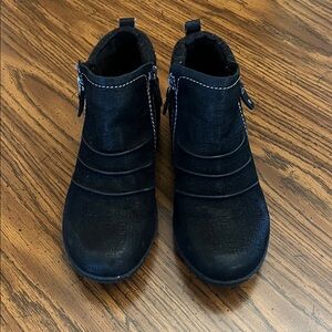 Women’s Biza Dakota Black Leather Pull-on Ankle Booties Size EU38